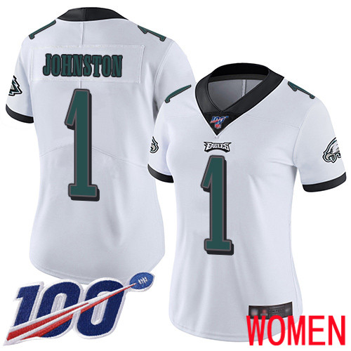 Women Philadelphia Eagles 1 Cameron Johnston White Vapor Untouchable NFL Jersey Limited Player 100th